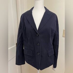 Land’s End Navy Blue baumwolle 100% cotton women’s blazer 12P NWT
